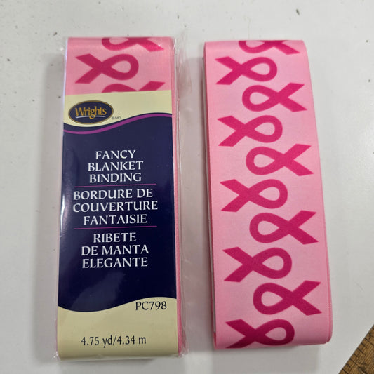 Pink Ribbon Fancy Satin Blanket Binding
