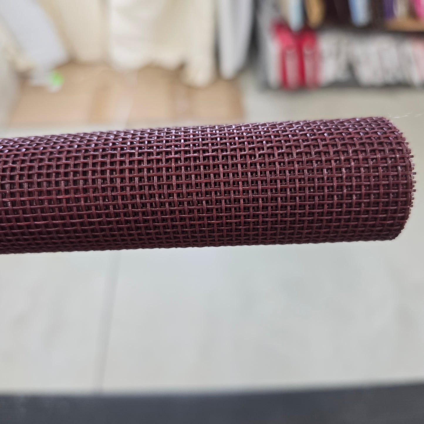Burgundy Vinyl Bag Mesh Roll