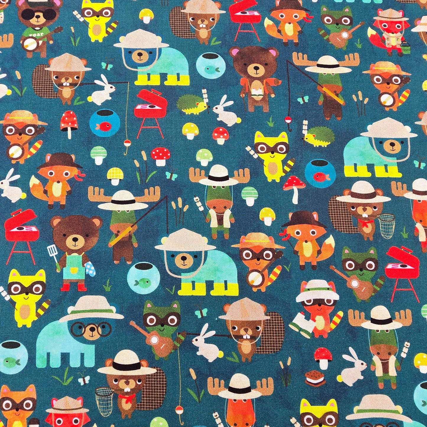 CLEARANCE Night Campground Critters - Robert Kaufman Cotton