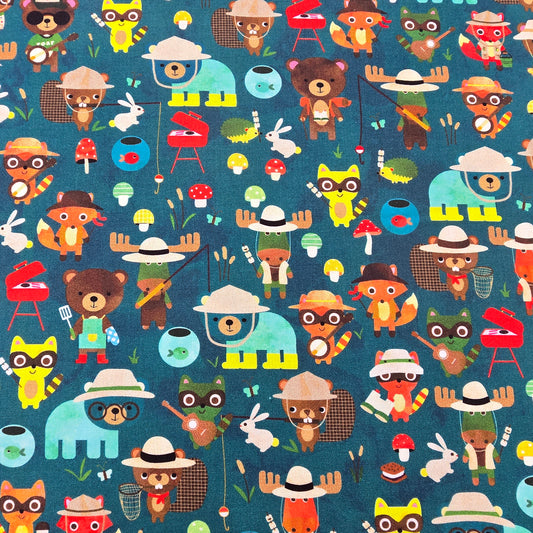 CLEARANCE Night Campground Critters - Robert Kaufman Cotton