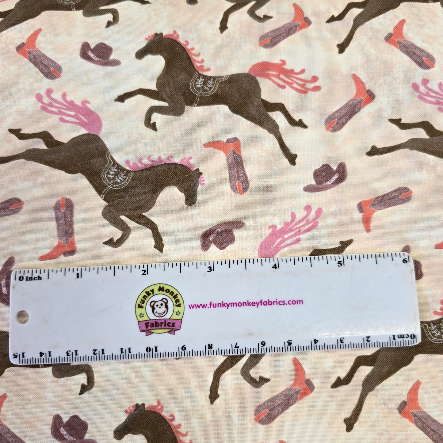 Cowgirl Horses on Beige - Disco Cowgirl - Timeless Treasures Cotton