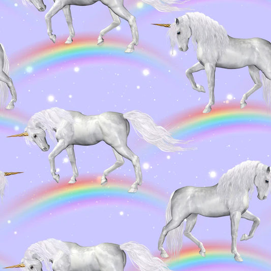 Unicorns on Purple - KK Fabrics Cotton