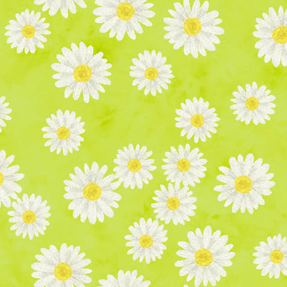Daisy Garden Lime - 3 Wishes Cotton