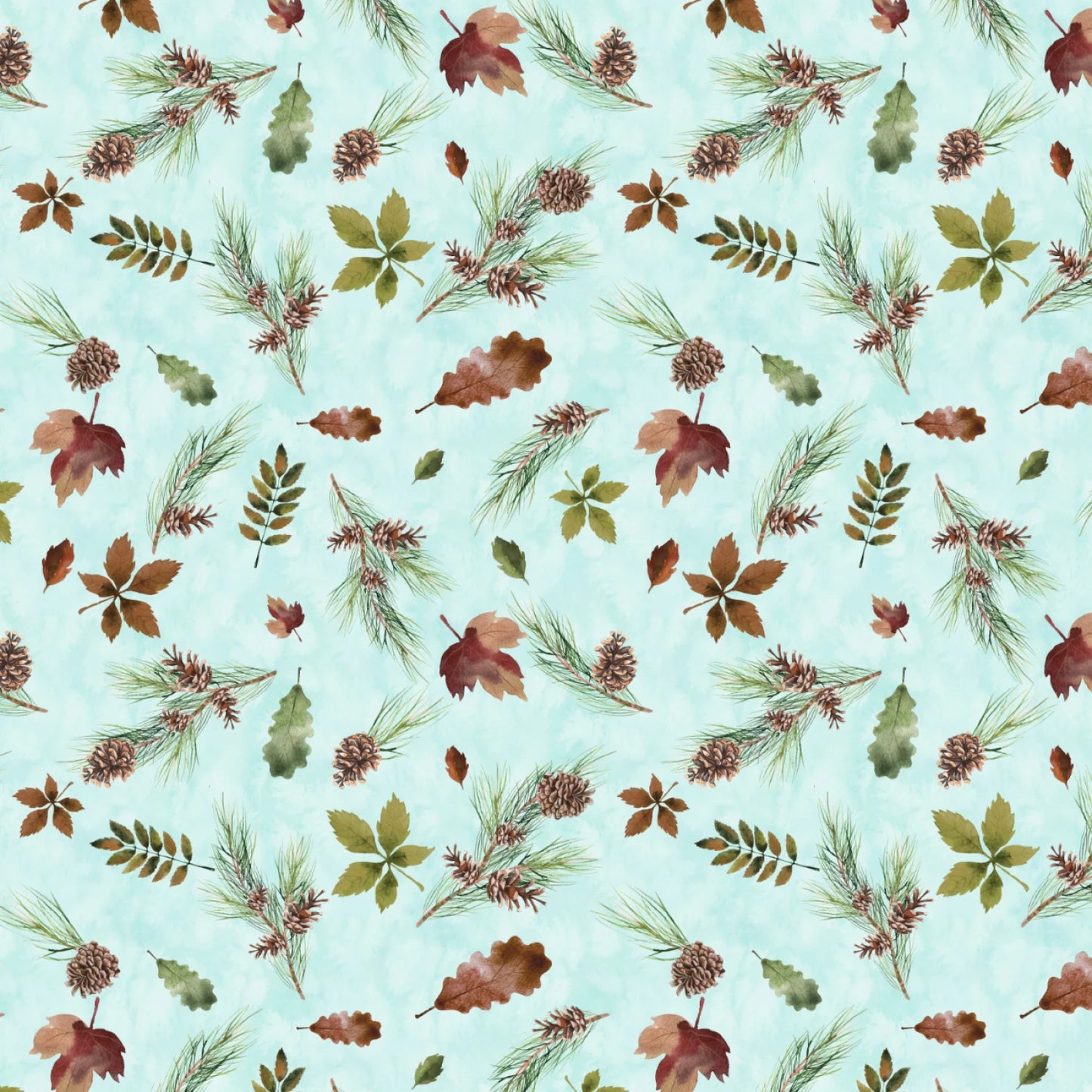 Light Aqua Forest Treasures - Merry Beary - Camelot Cotton