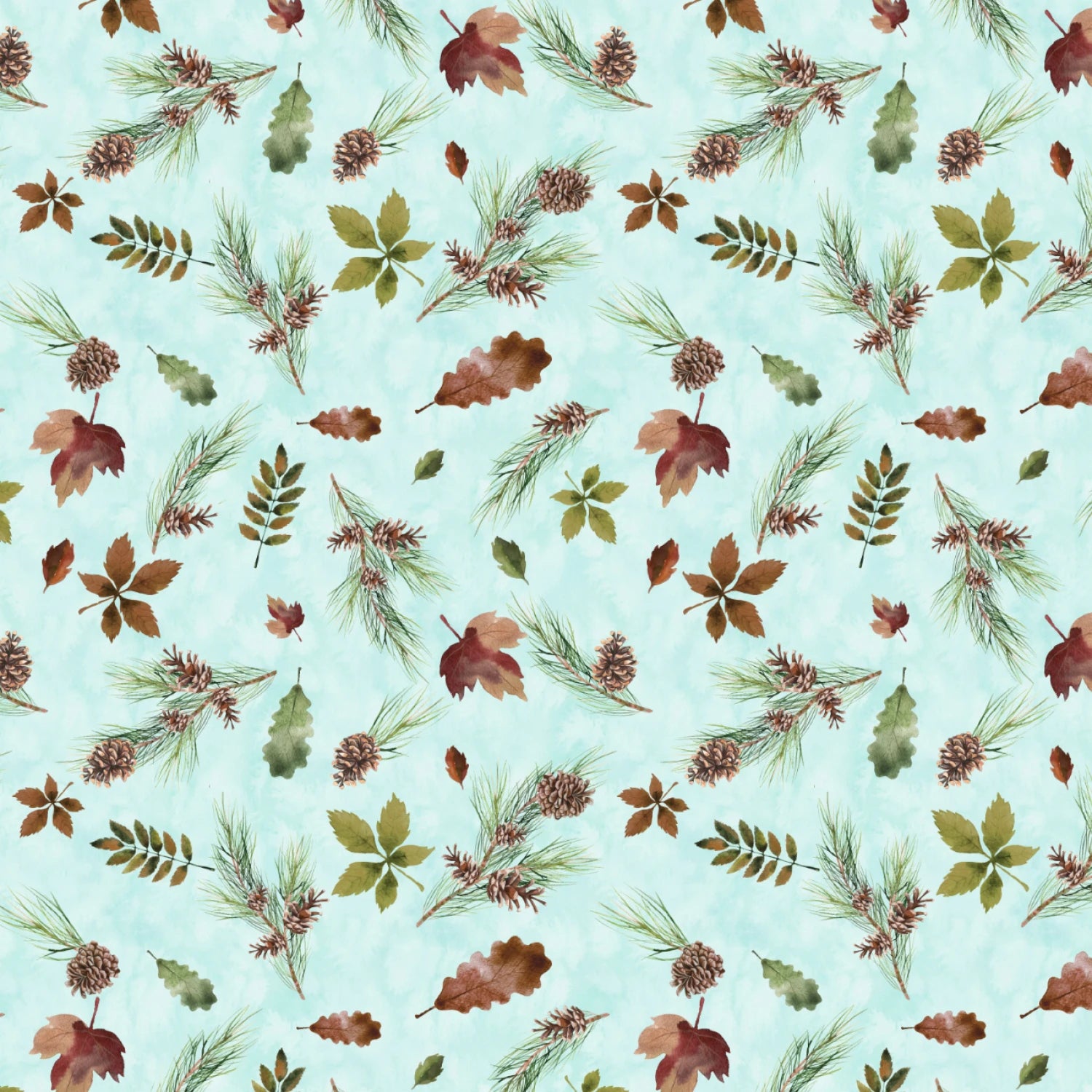 Light Aqua Forest Treasures - Merry Beary - Camelot Cotton