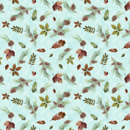 Light Aqua Forest Treasures - Merry Beary - Camelot Cotton