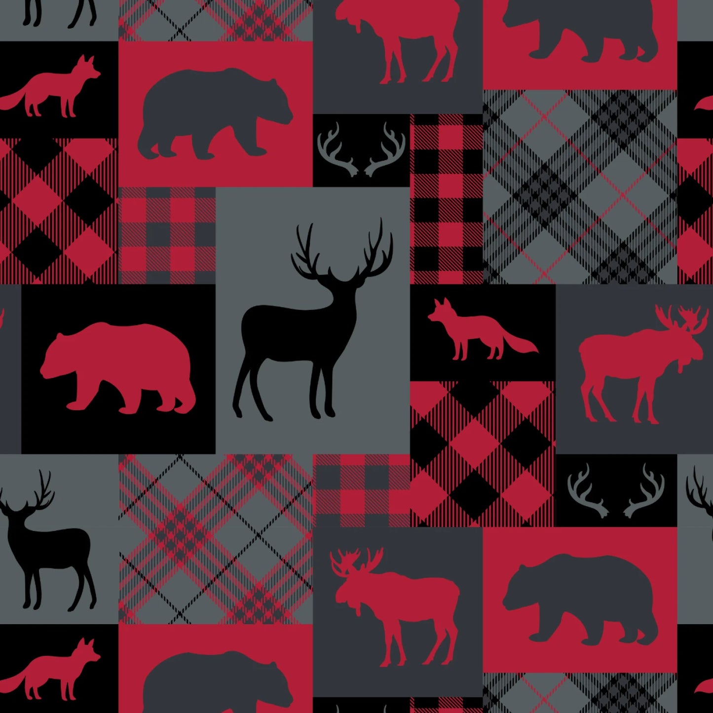 Red Woodland Patchwork - North of Ordinary - Camelot Fleece