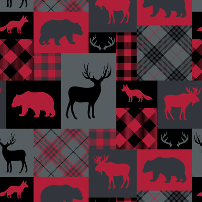 Red Woodland Patchwork - North of Ordinary - Camelot Fleece