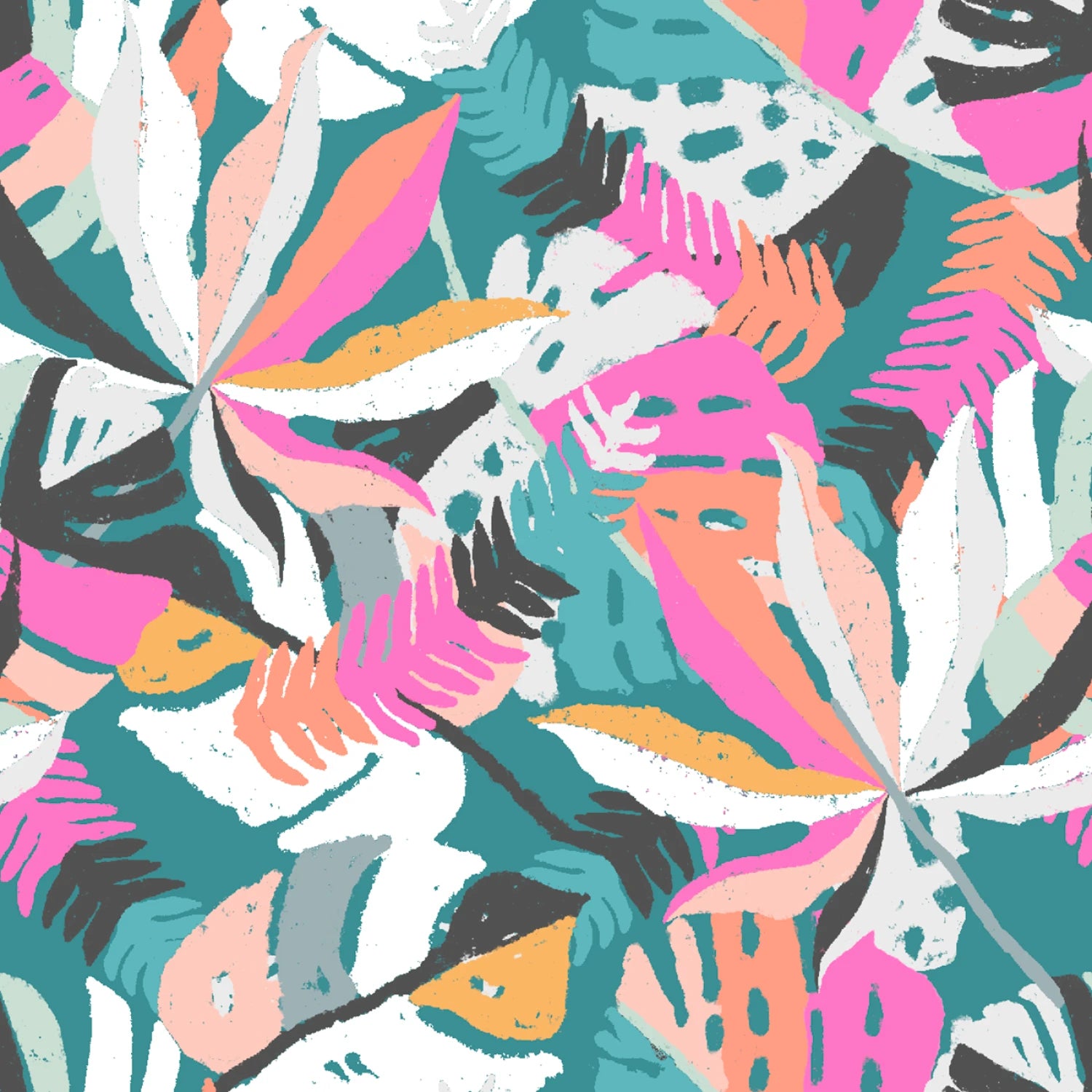 Zebra Dazzle Lavish Leaves Turquoise - 3 Wishes Cotton