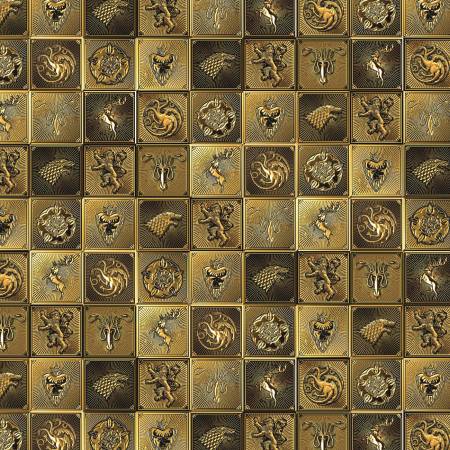 CLEARANCE Gold House Sigil Tiles GOT - Camelot Cotton