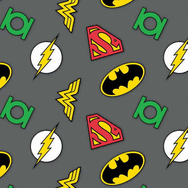 CLEARANCE DC Comics Multiple Logos on Grey - Camelot Flannel