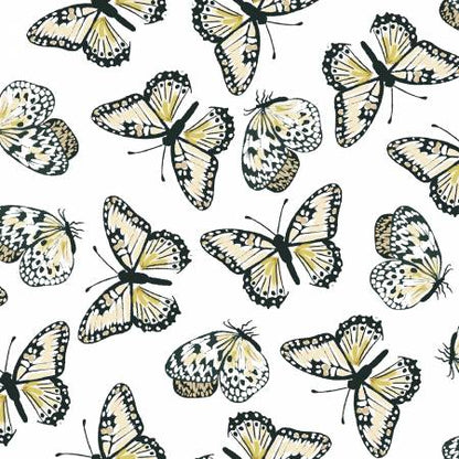 Forest Life Butterflies on White - 3 Wishes Cotton