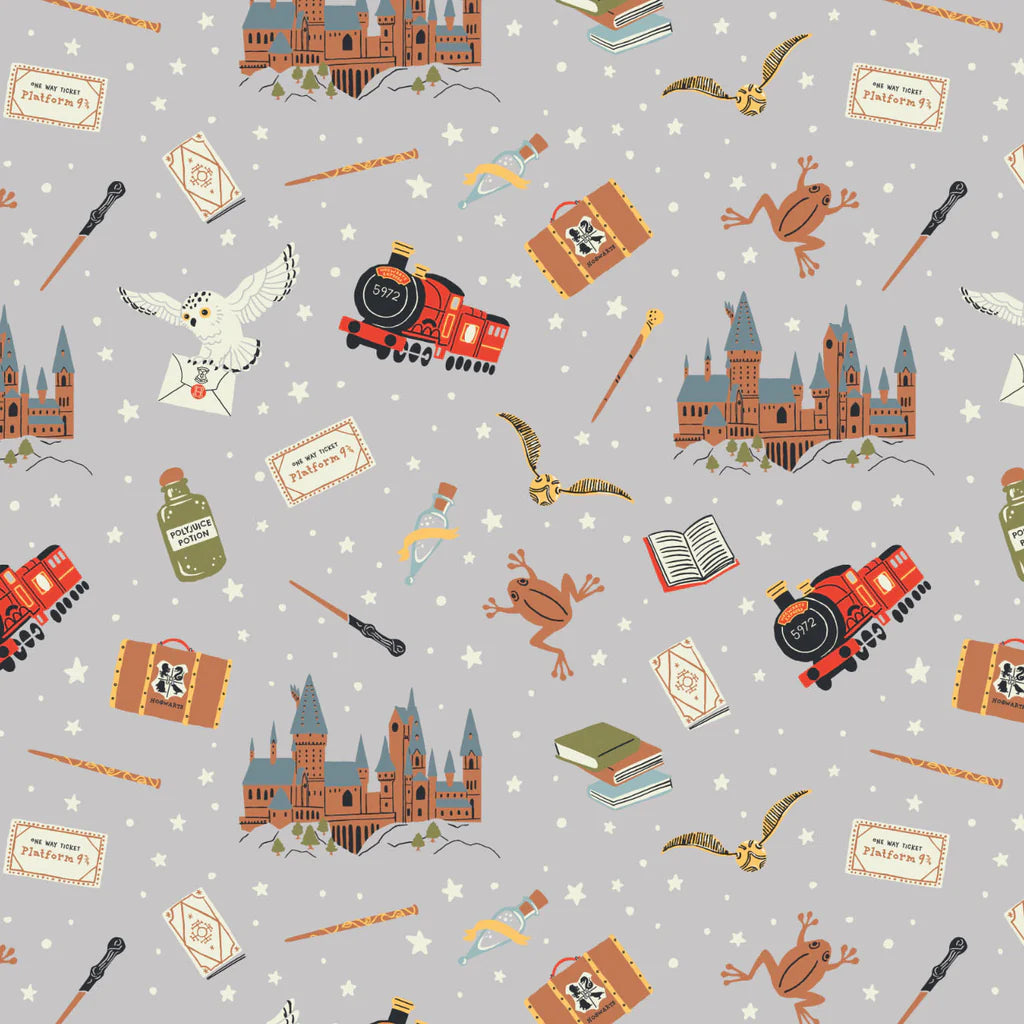 Grey Hogwarts Icons - Camelot Minky