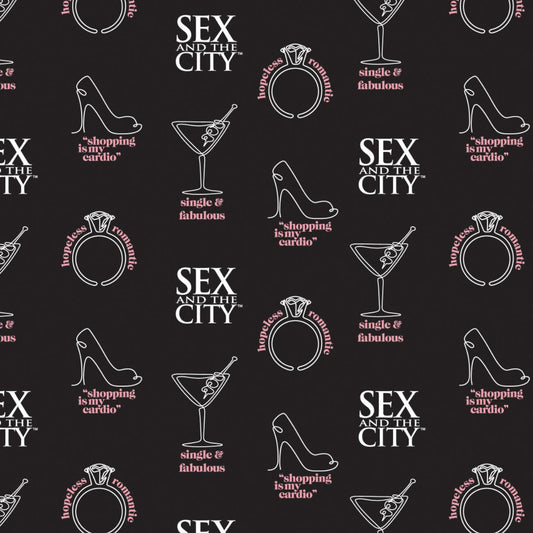CLEARANCE Sex and the City Black Quotes - Camelot Cotton