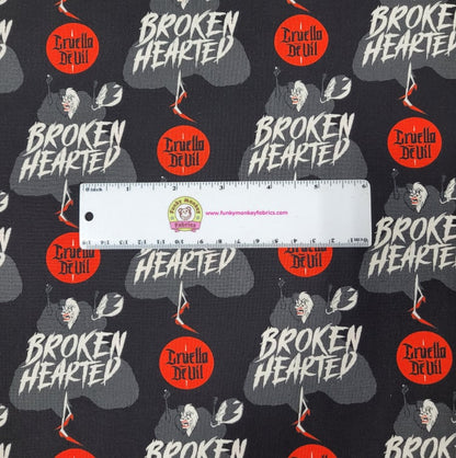 Black Disney Cruella De Vil Broken Hearted - Camelot Cotton - 1/2 yard (85130301-2)