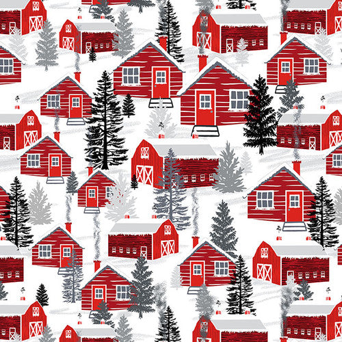 CLEARANCE It's Snow Wonder Cabins - Blank Cotton
