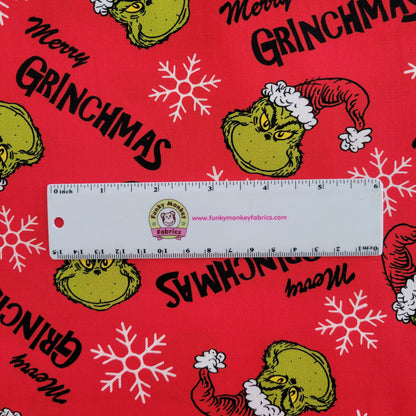Red Dr. Seuss How the Grinch Stole Christmas - Robert Kaufman Cotton (ADE 20995 223)