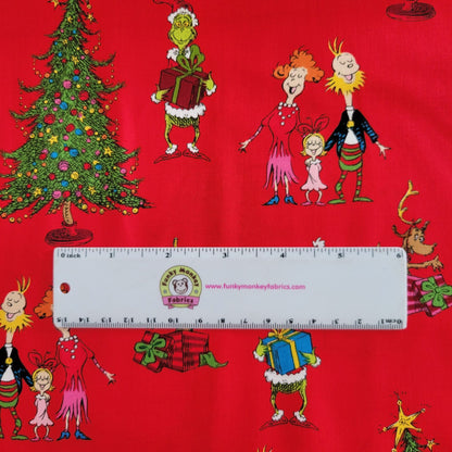 Red Caroling Grinch & Friends - Robert Kaufman Cotton (ADE151843)