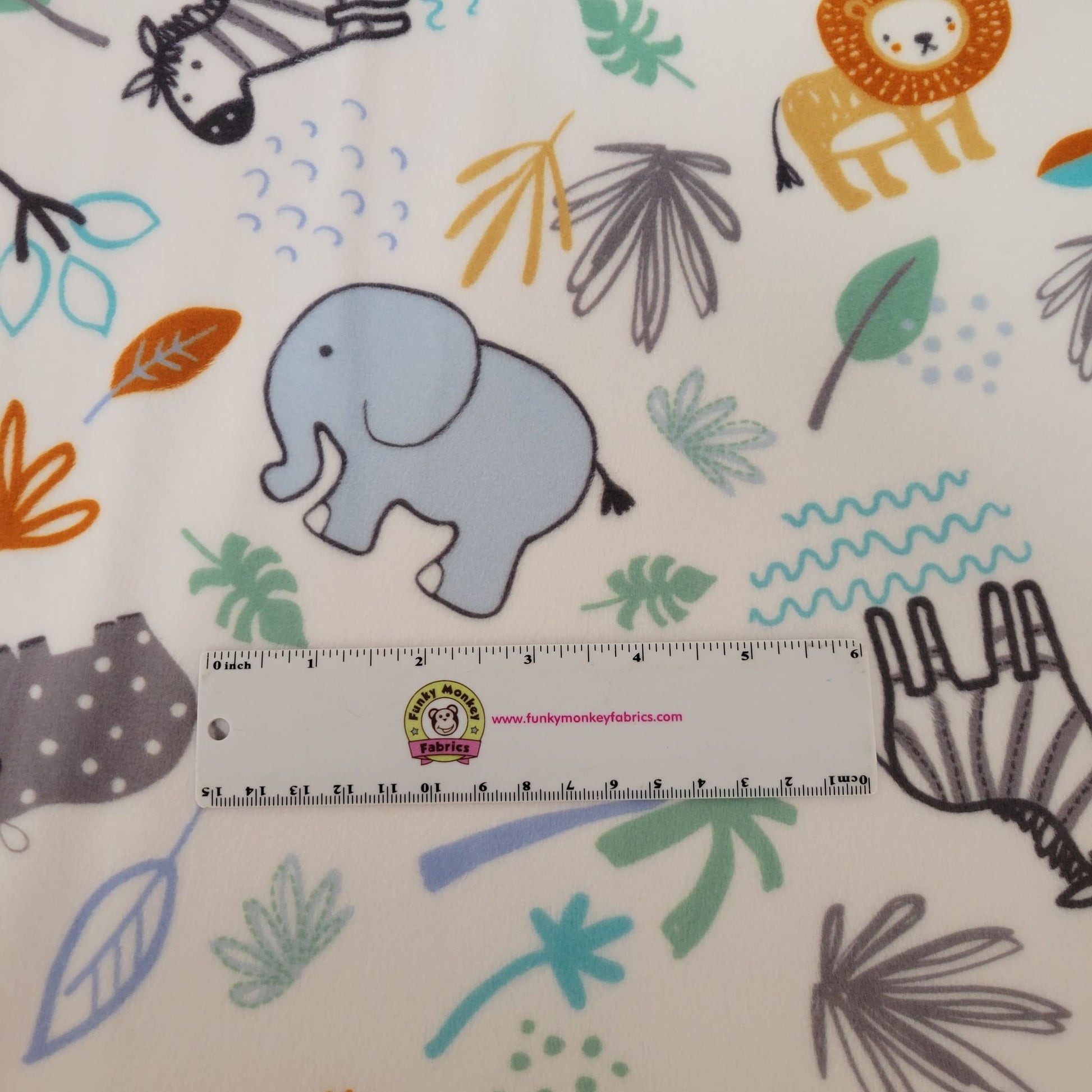 Dusty Blue Jungle Friends Digital - Shannon Fabrics Cuddle Minky (DCJUNGLEFRIENDSDUSTYBLUE)