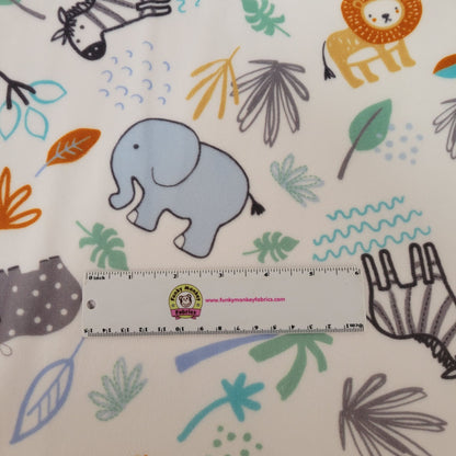 Dusty Blue Jungle Friends Digital - Shannon Fabrics Cuddle Minky (DCJUNGLEFRIENDSDUSTYBLUE)