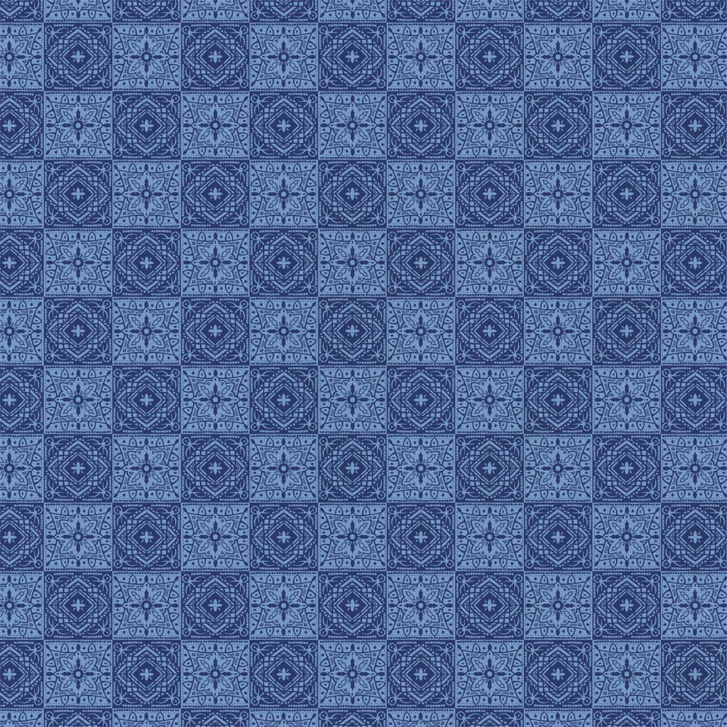 CLEARANCE Blue Tiles - Emma & Mila Cotton