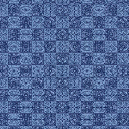CLEARANCE Blue Tiles - Emma & Mila Cotton