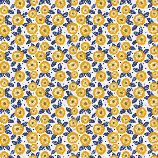 Marigold Flowers on White - Emma & Mila Cotton (30180608WM orange)