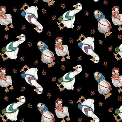 CLEARANCE Ducks Dressed Up on the Farm - Blank Cotton