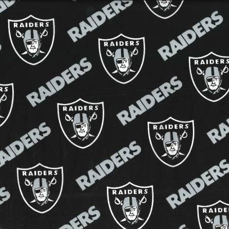 NFL Las Vegas Raiders on Black - Fabric Traditions Cotton (3513-D)