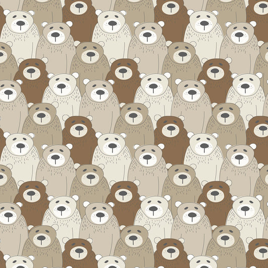 Pattern of brown and white bears on a beige background