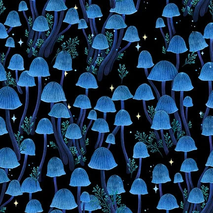 Black Mushrooms Glow in the Dark - Blank Cotton
