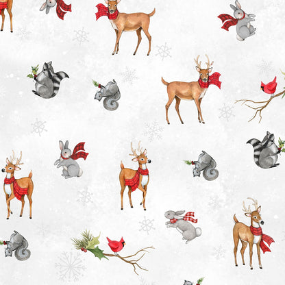 CLEARANCE Holiday Animals on White - Wilmington Prints Cotton