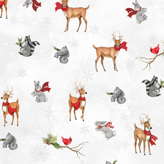 CLEARANCE Holiday Animals on White - Wilmington Prints Cotton