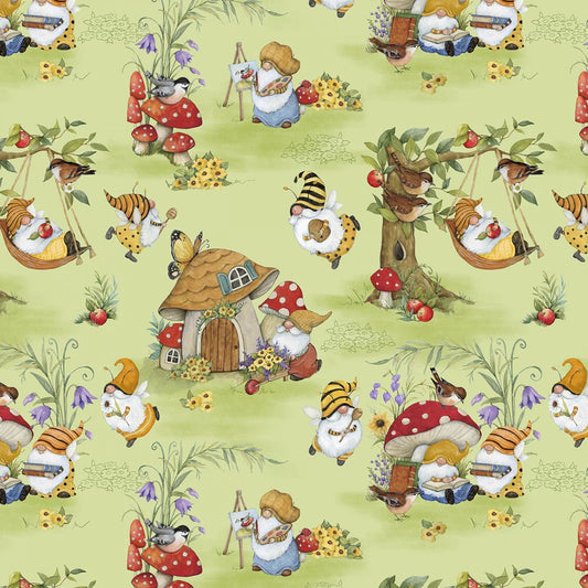 Buzzin' With My Gnome-iezz Green - Wilmington Prints Cotton