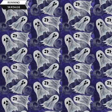 CLEARANCE Midnight Blue Dancing Ghosts - Northcott Cotton