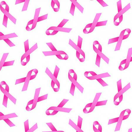 CLEARANCE White/Pink Cancer Awareness Ribbons - Elizabeth's Studio Cotton
