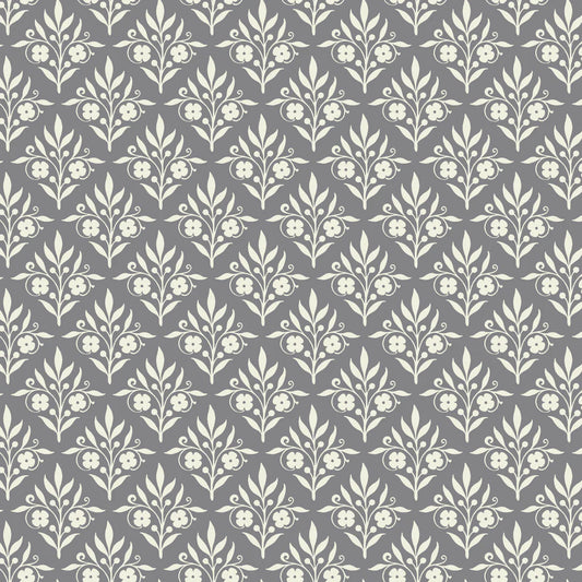 CLEARANCE With Love Sweet Scrolls on Grey - Emma & Mila Cotton