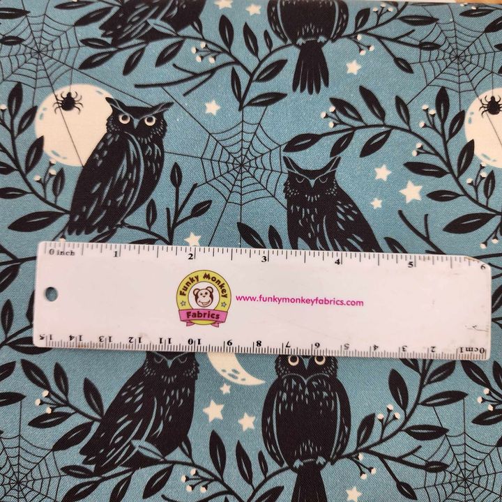 Spooky Owls on Teal - Spellbound - Dashwood Studio Cotton