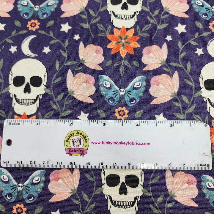 Smiley Skulls on Purple - Spellbound - Dashwood Studio Cotton