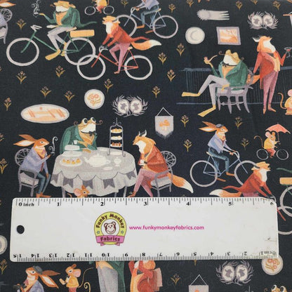 Dapper Den Animals on Black - Dear Stella Cotton (DSDRR2947 Space)