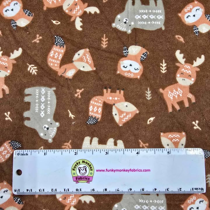 Brown Aztec Woodland Friends - Camelot Flannel (89230208B-02) (view)