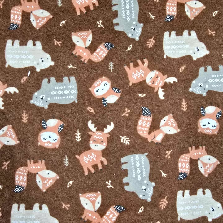 Brown Aztec Woodland Friends - Camelot Flannel (89230208B-02) (view)