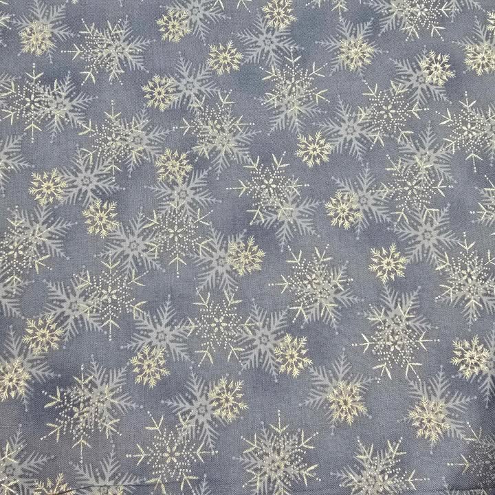 Silver Metallic Snowflakes on Lt. Blue - Blank Cotton (4590-611blue)