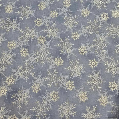 Silver Metallic Snowflakes on Lt. Blue - Blank Cotton (4590-611blue)