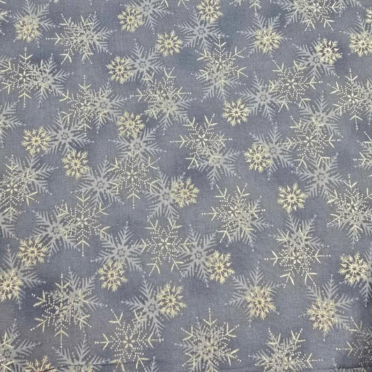 Silver Metallic Snowflakes on Lt. Blue - Blank Cotton (4590-611blue)