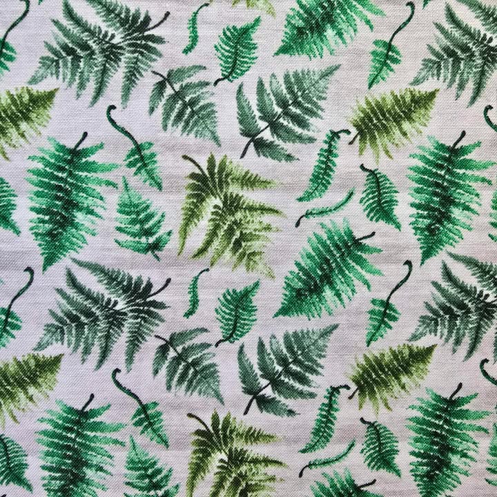 Tossed Ferns On Grey - Blank Cotton (2341-41)