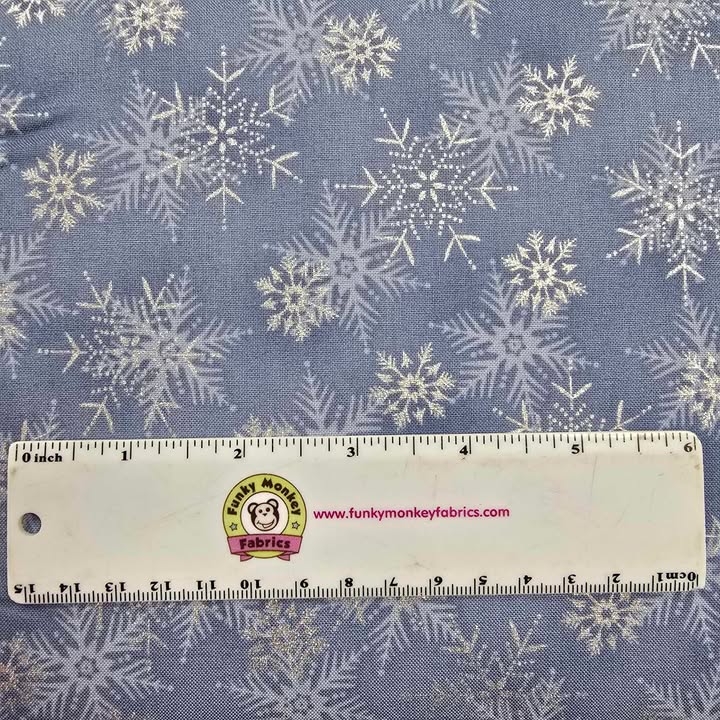 Silver Metallic Snowflakes on Lt. Blue - Blank Cotton (4590-611blue)