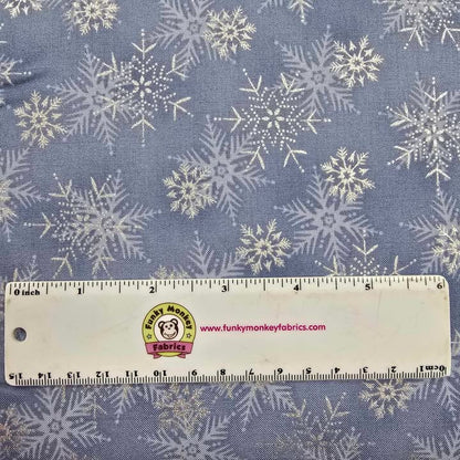 Silver Metallic Snowflakes on Lt. Blue - Blank Cotton (4590-611blue)
