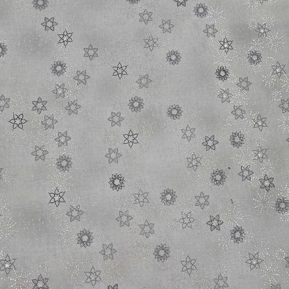 Silver Metallic Snowflakes on Gray - Blank Cotton (4590-905)