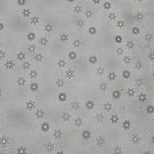 Silver Metallic Snowflakes on Gray - Blank Cotton (4590-905)